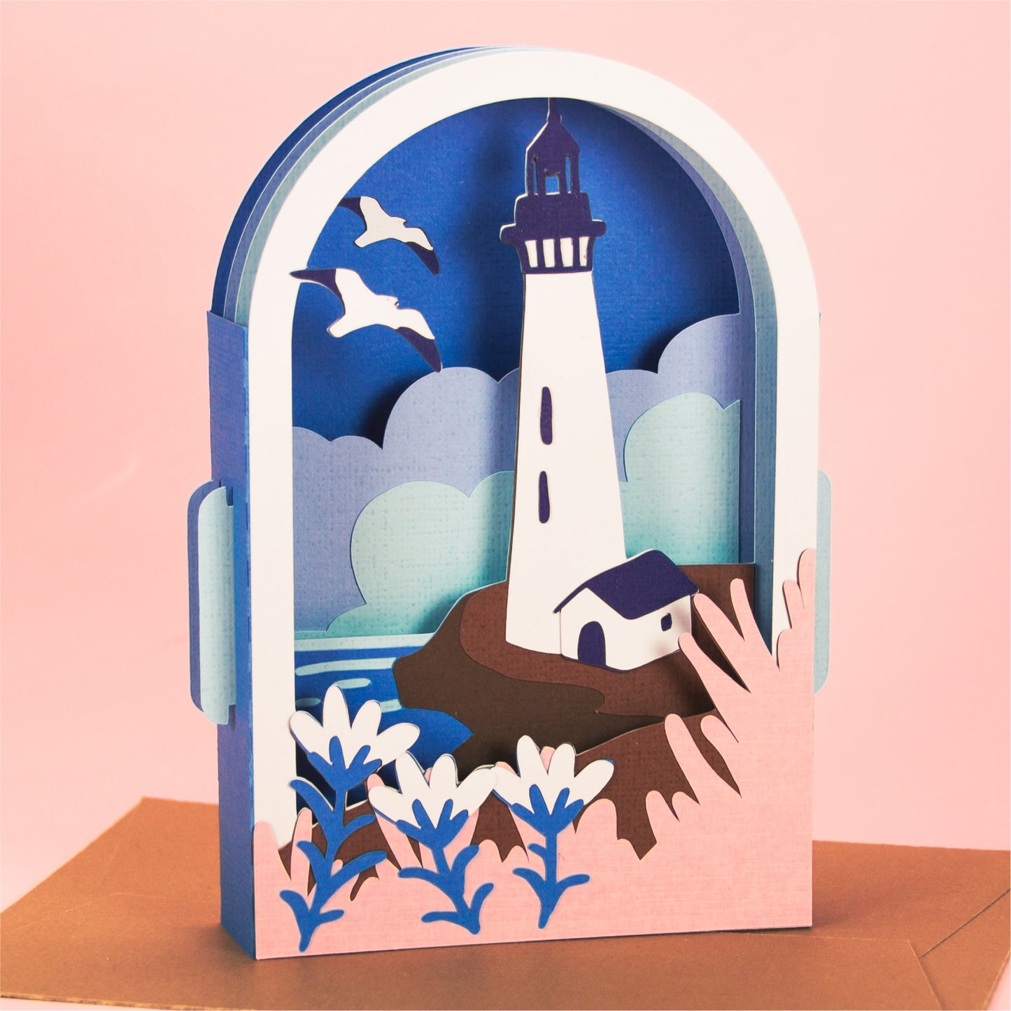 Seaside Lighthouse Card - 3D Summer Card SVG