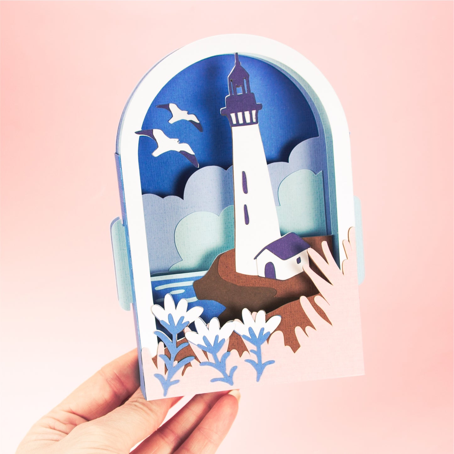 Seaside Lighthouse Card - 3D Summer Card SVG