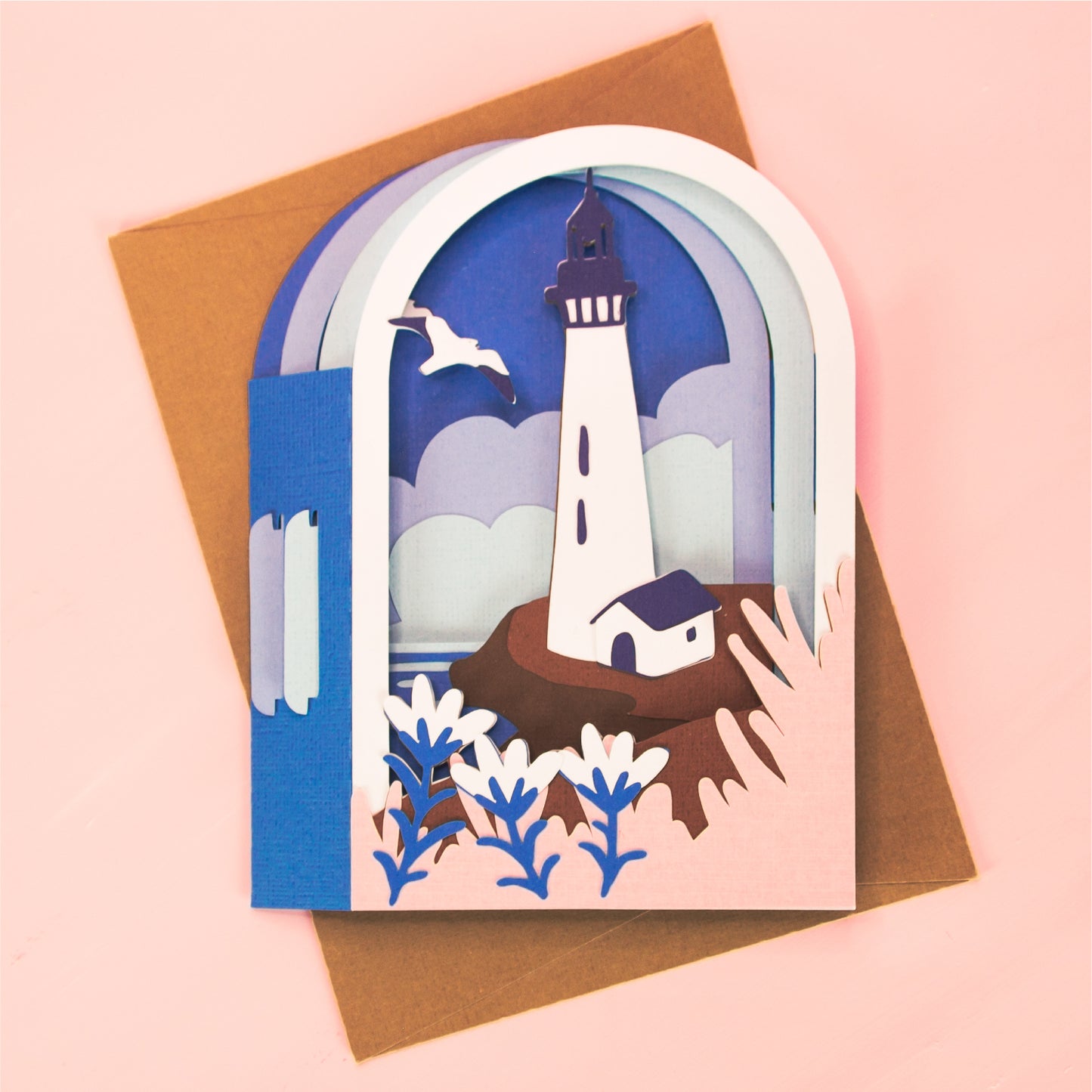 Seaside Lighthouse Card - 3D Summer Card SVG