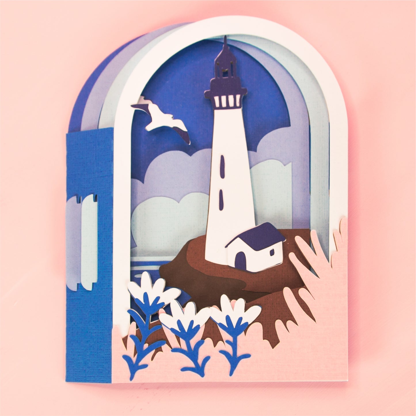 Seaside Lighthouse Card - 3D Summer Card SVG