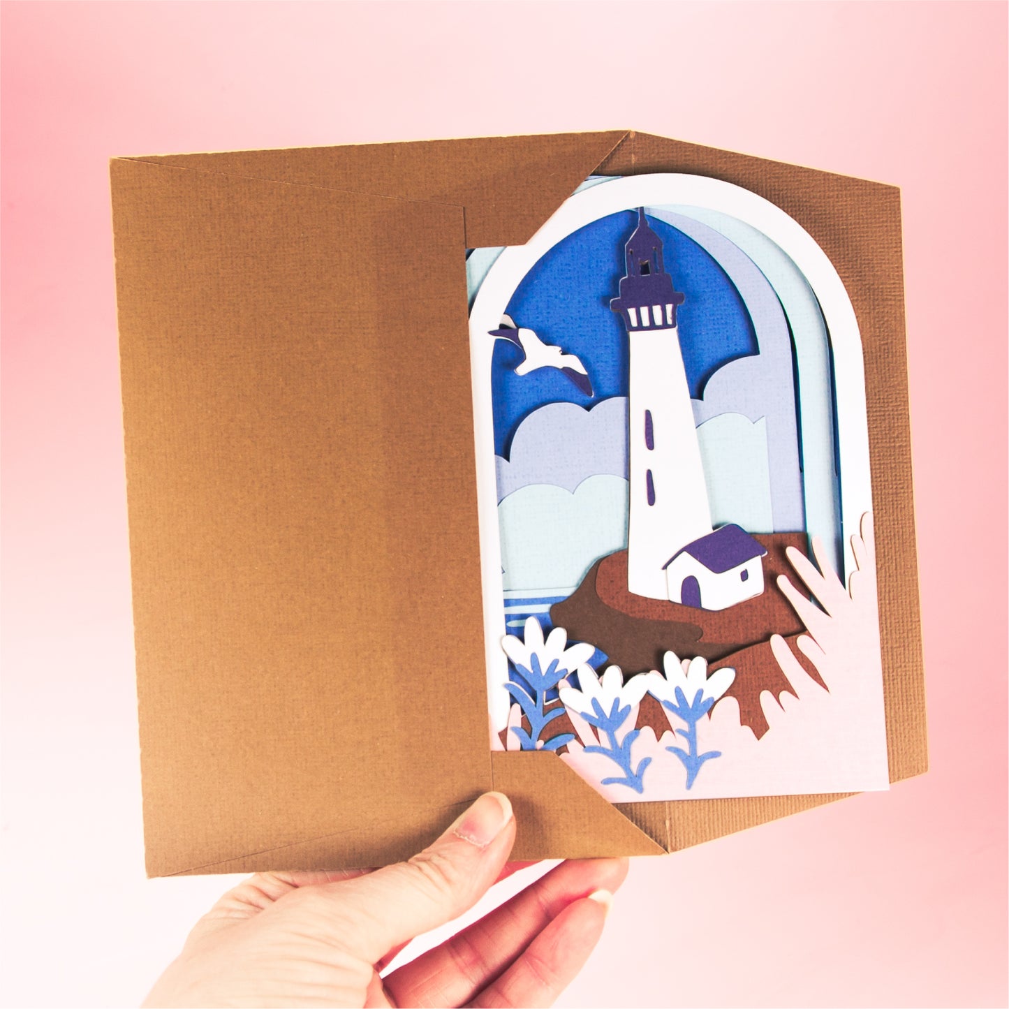 Seaside Lighthouse Card - 3D Summer Card SVG
