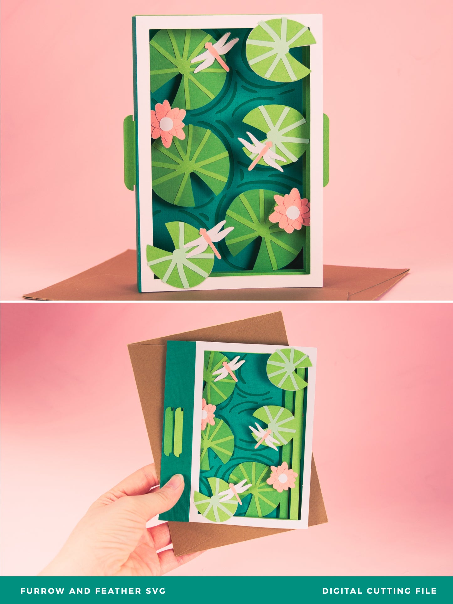 Lily Pad Pond Card - 3D Card SVG