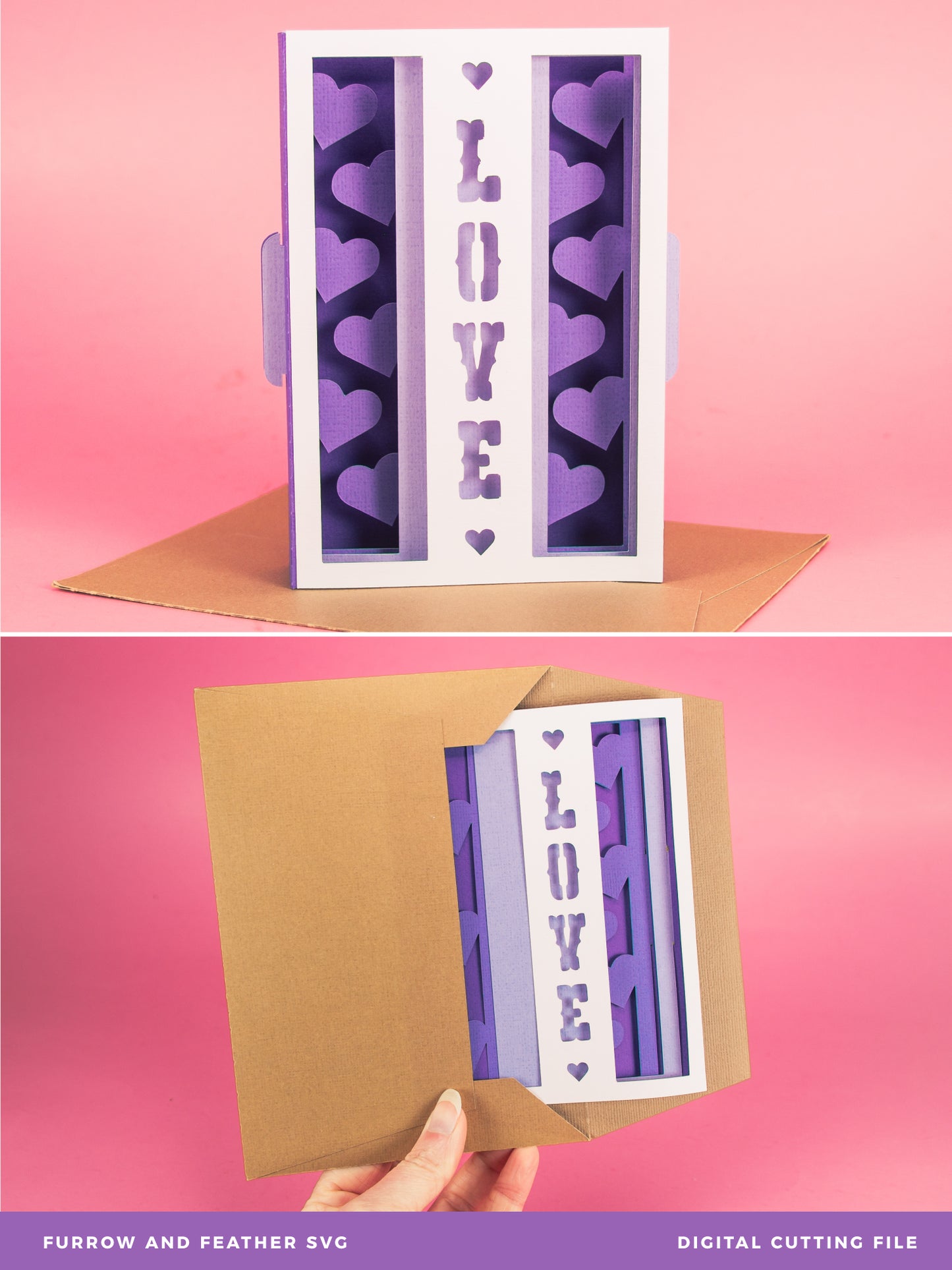 Love Vertical Card - 3D Valentine's Day Card SVG