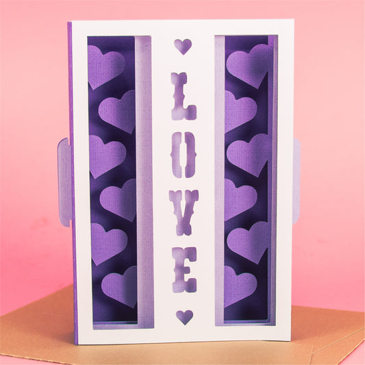 Love Vertical Card - 3D Valentine's Day Card SVG