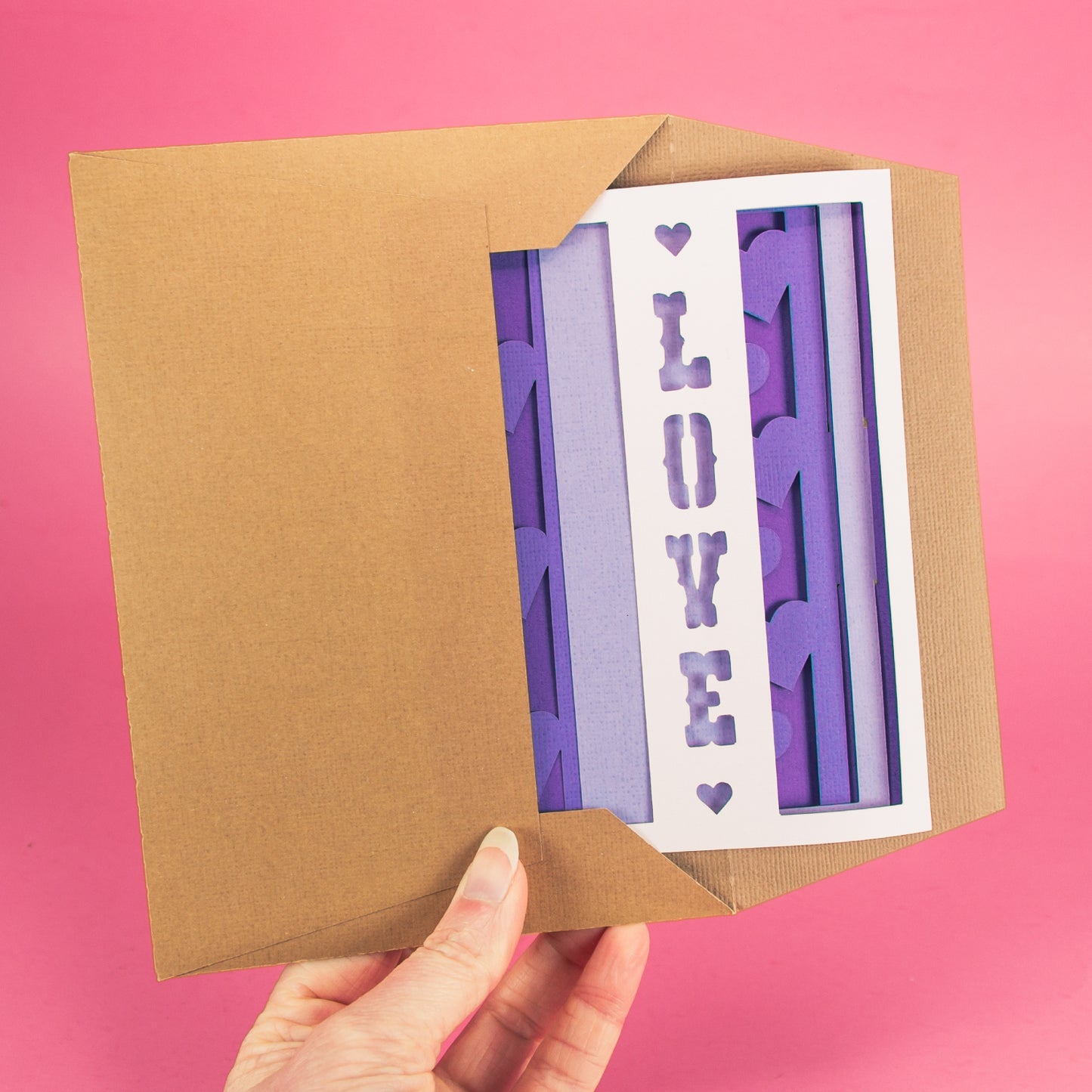 Love Vertical Card - 3D Valentine's Day Card SVG