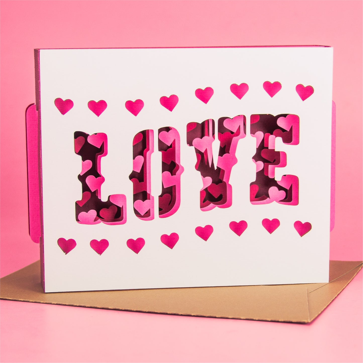 LOVE Wavy Shadowbox Card - 3D Valentine's Day Card SVG
