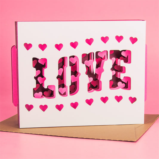 LOVE Wavy Shadowbox Card - 3D Valentine's Day Card SVG