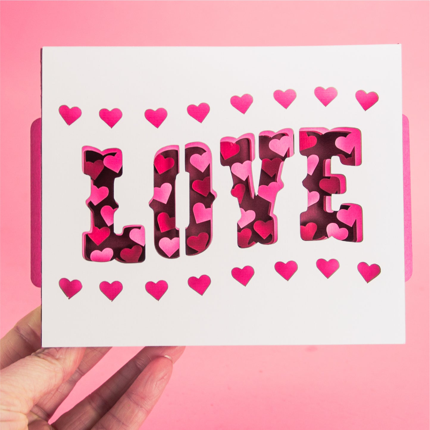LOVE Wavy Shadowbox Card - 3D Valentine's Day Card SVG