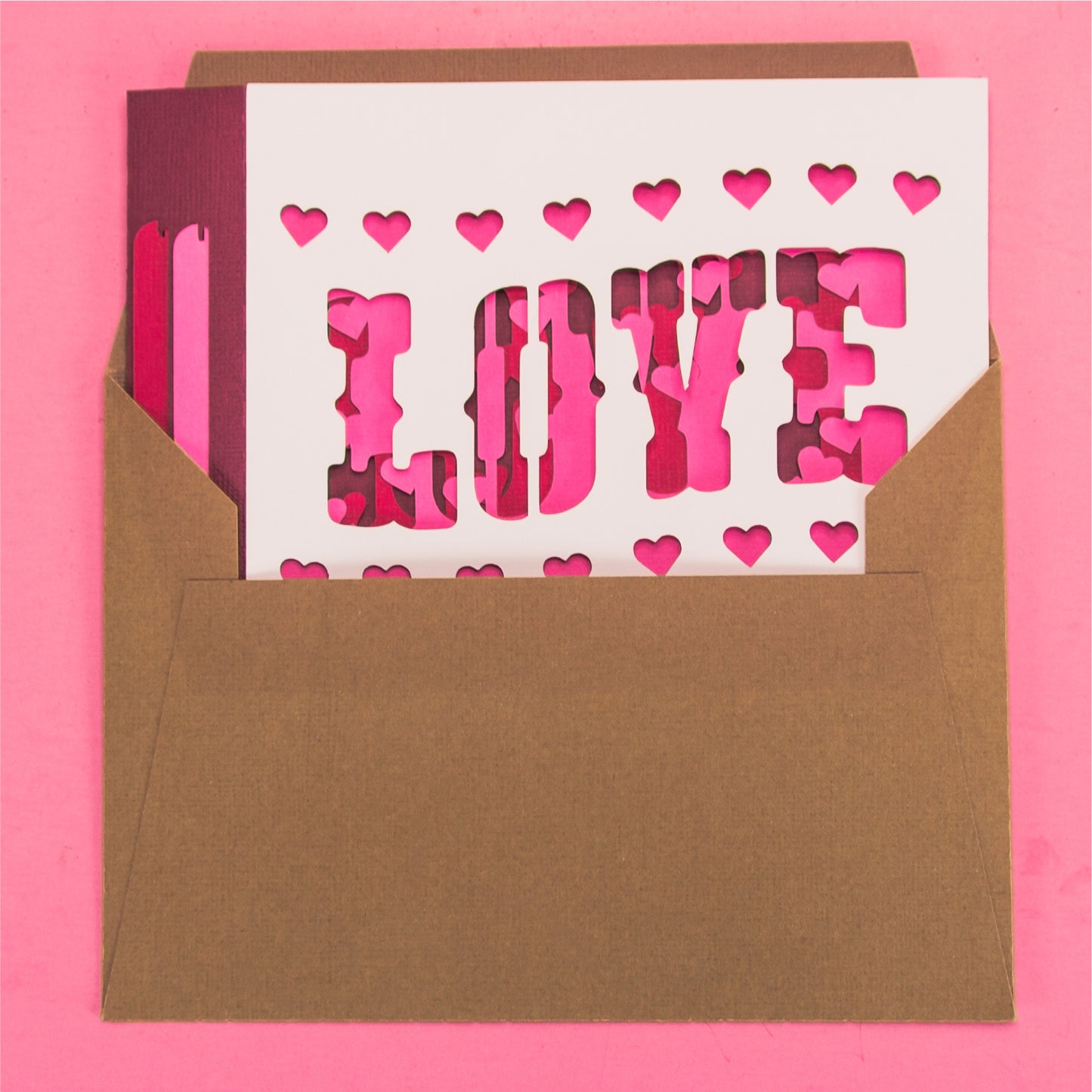 LOVE Wavy Shadowbox Card - 3D Valentine's Day Card SVG