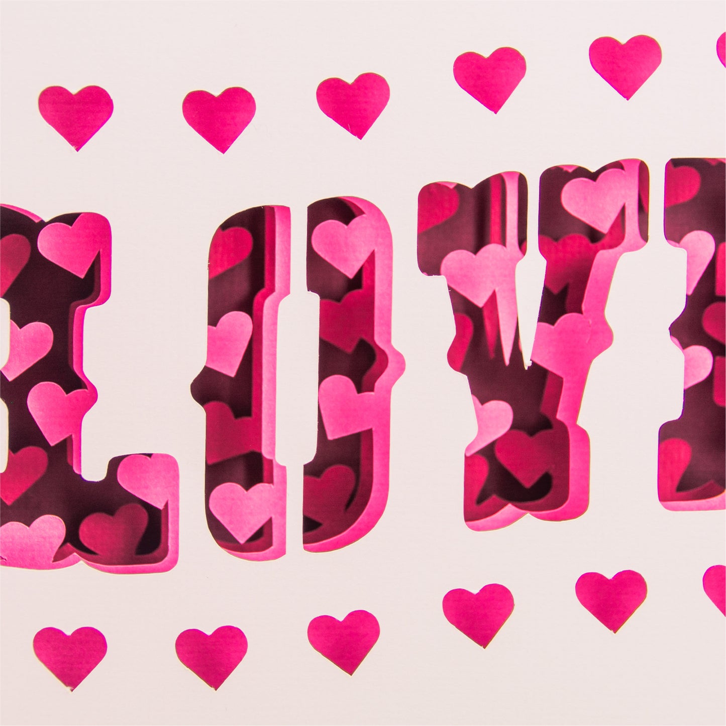 LOVE Wavy Shadowbox Card - 3D Valentine's Day Card SVG