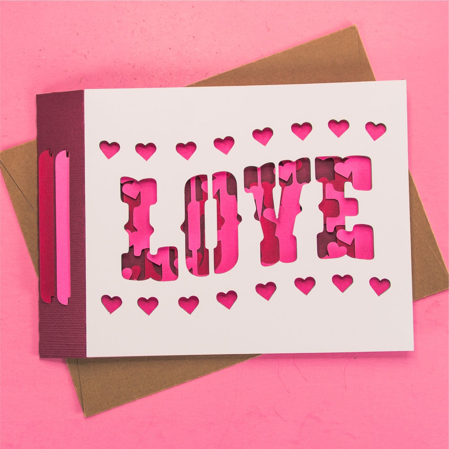 LOVE Wavy Shadowbox Card - 3D Valentine's Day Card SVG