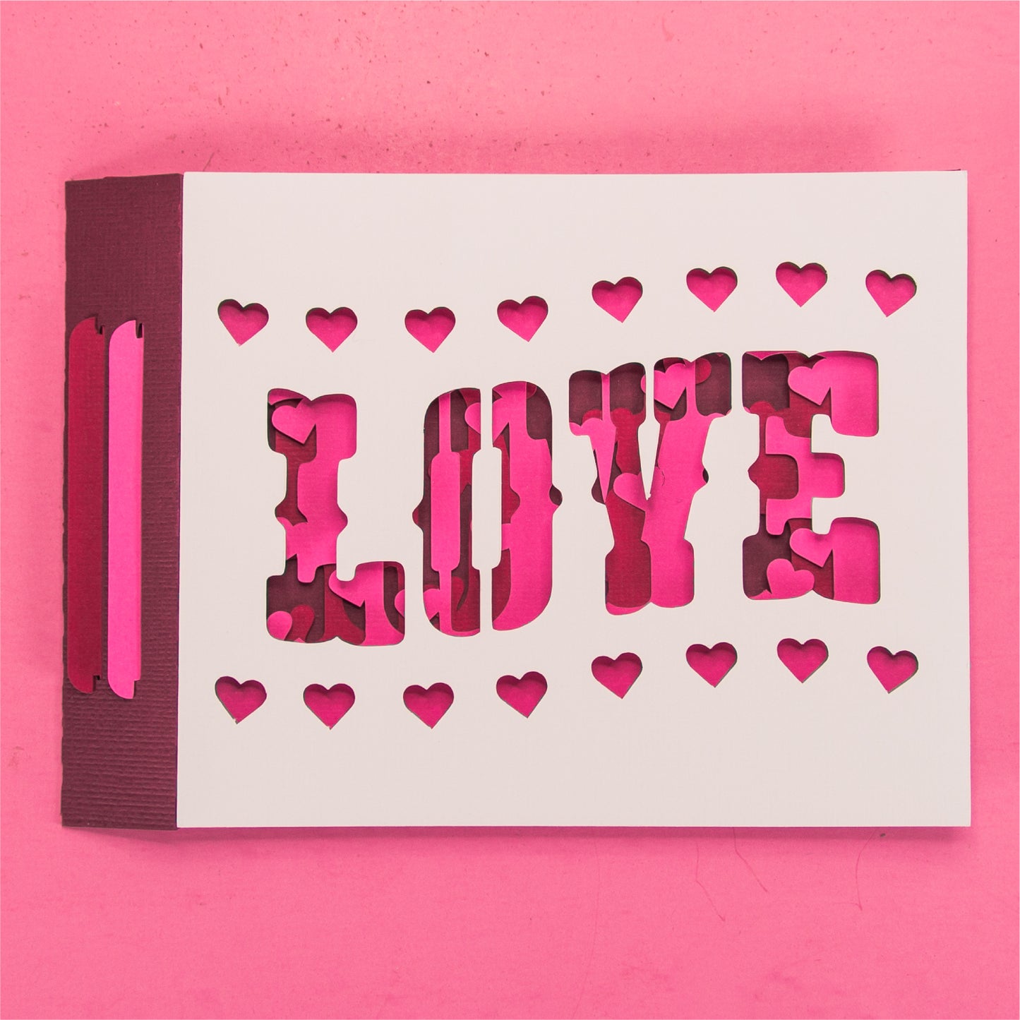 LOVE Wavy Shadowbox Card - 3D Valentine's Day Card SVG