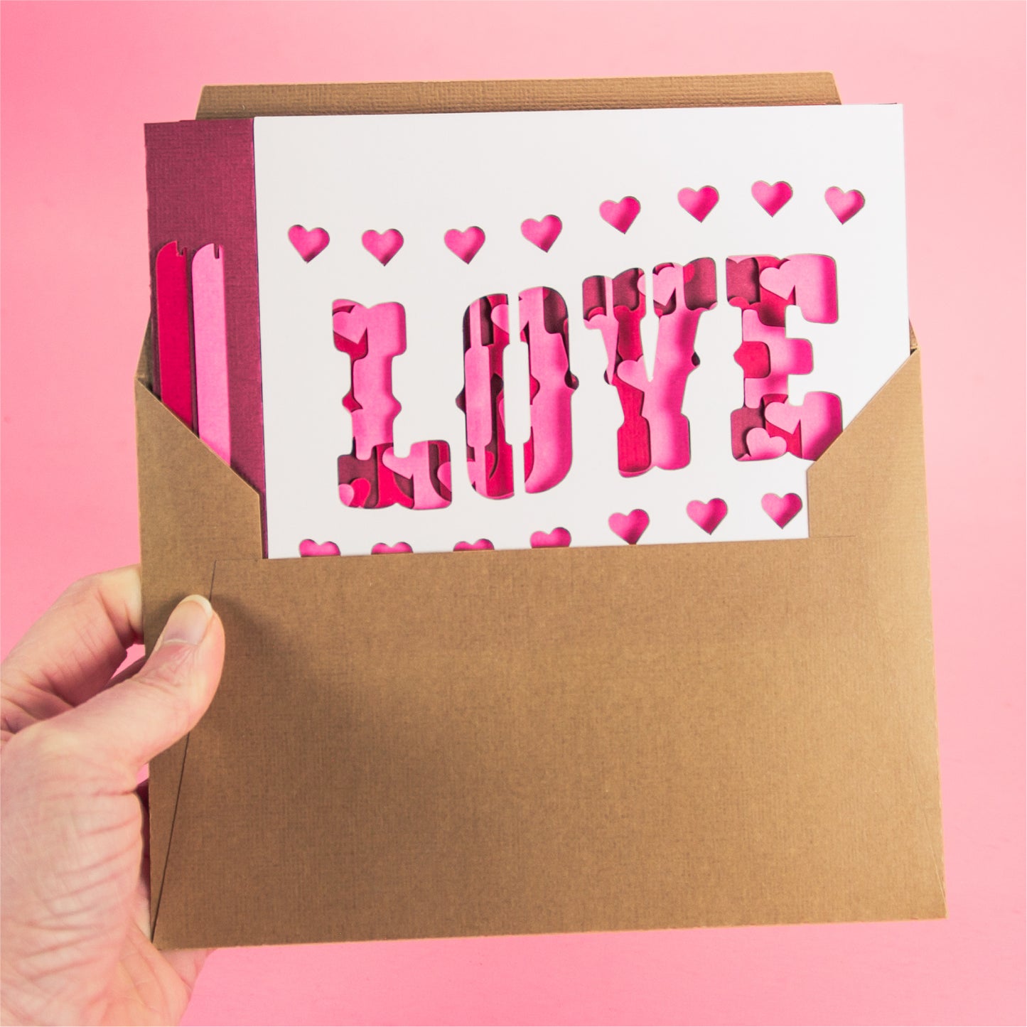 LOVE Wavy Shadowbox Card - 3D Valentine's Day Card SVG