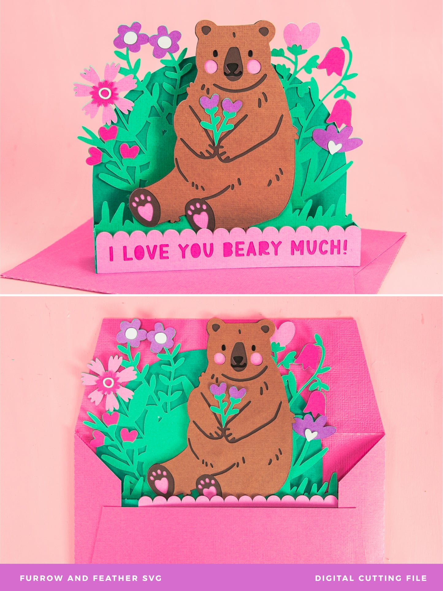 I Love You Beary Much SVG - Valentine's Day Card SVG