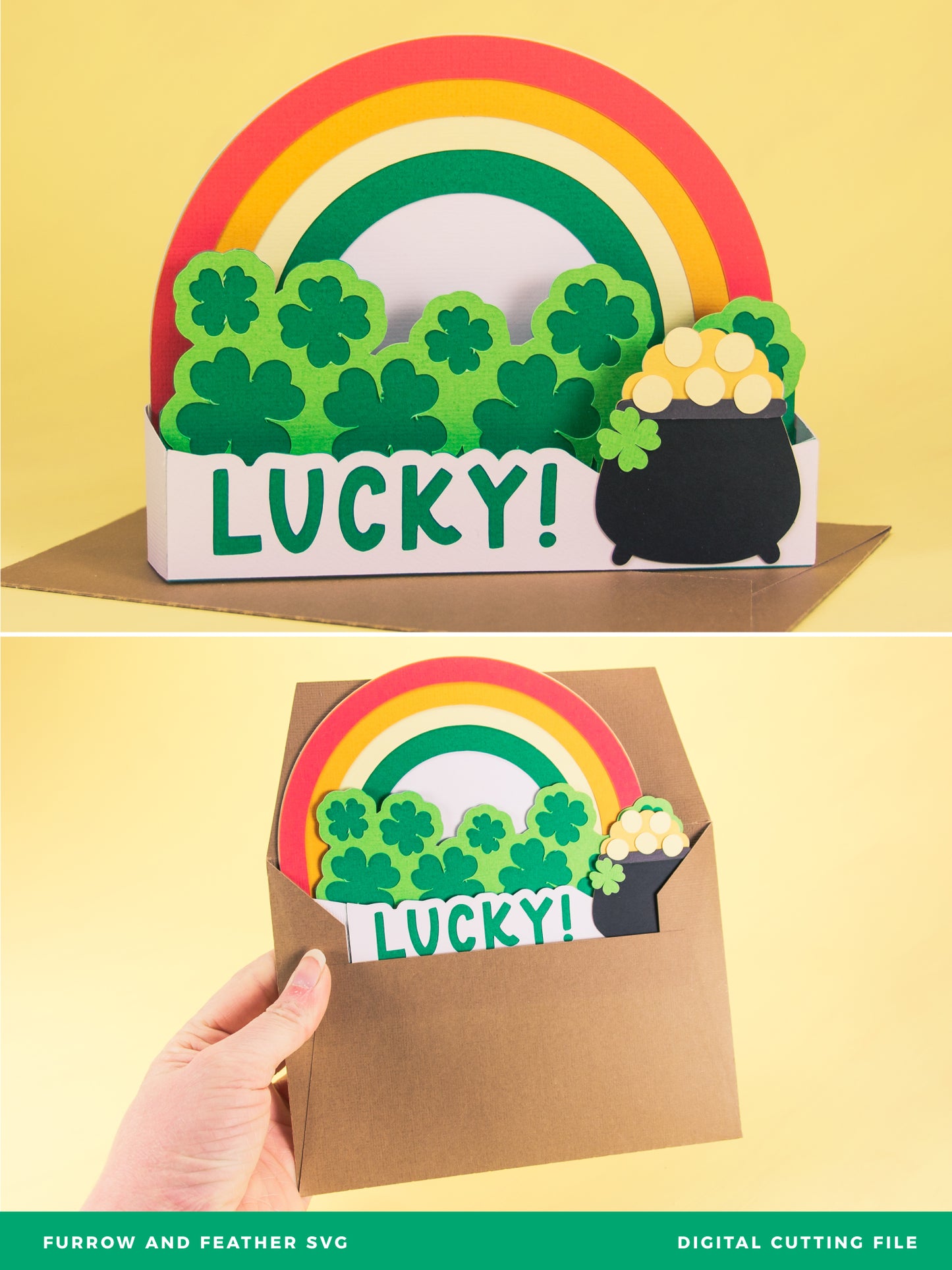Lucky Rainbox Card - 3D St. Patrick's Day Card SVG