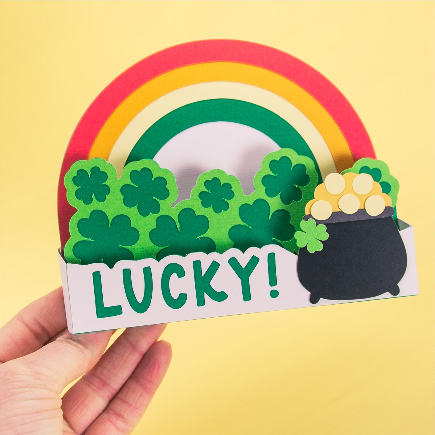 Lucky Rainbox Card - 3D St. Patrick's Day Card SVG