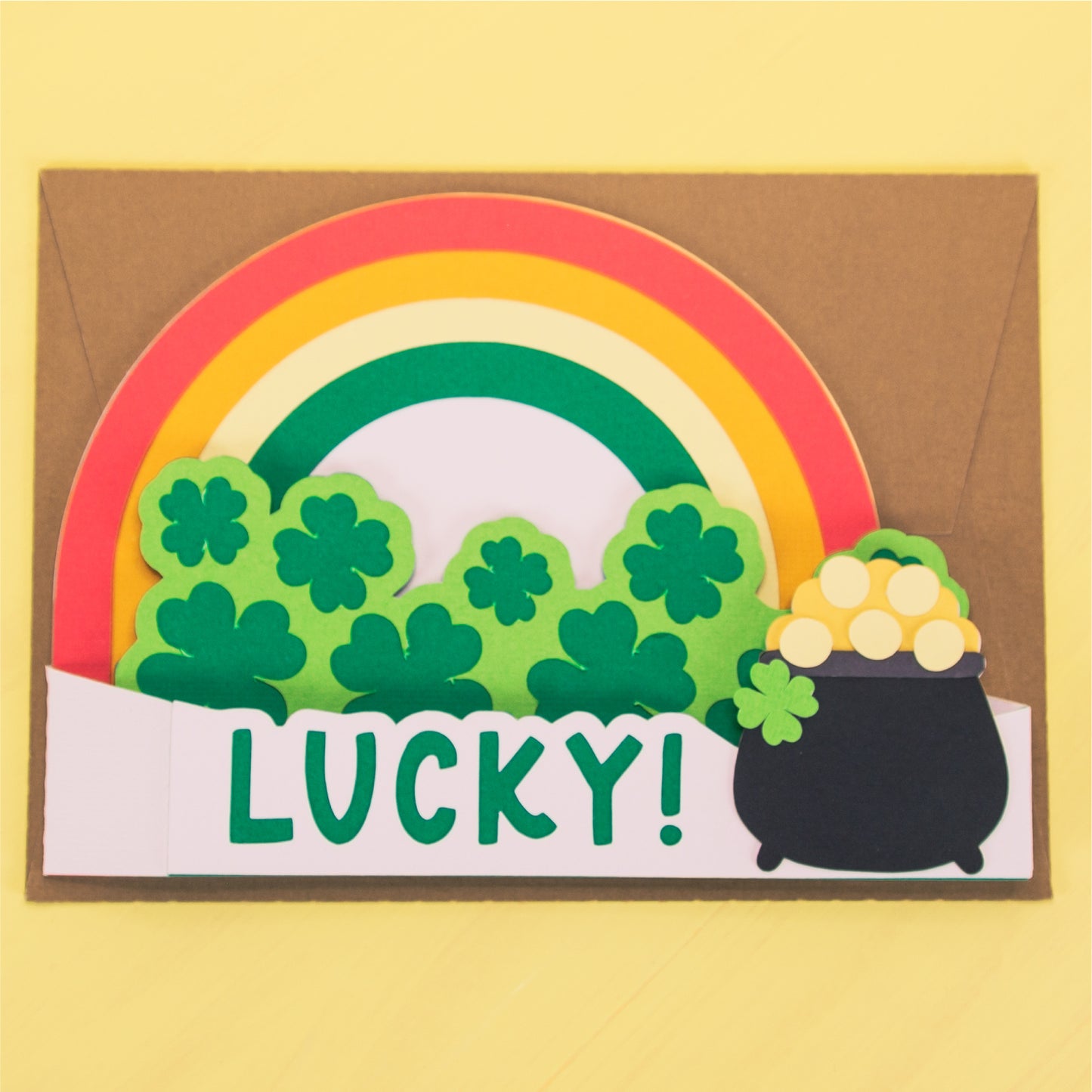 Lucky Rainbox Card - 3D St. Patrick's Day Card SVG