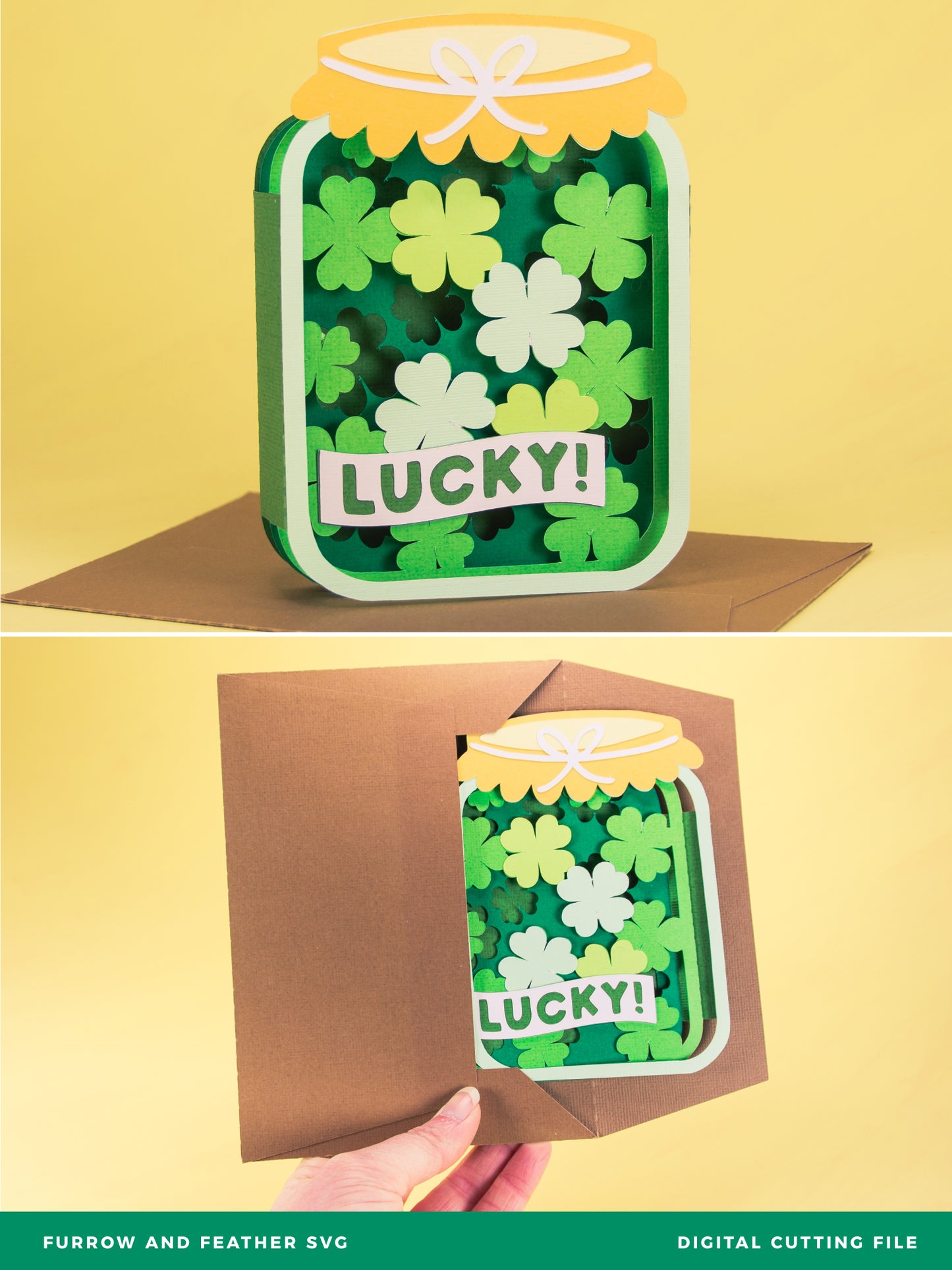 Lucky Shamrock Jar Card - 3D St. Patrick's Day Card SVG