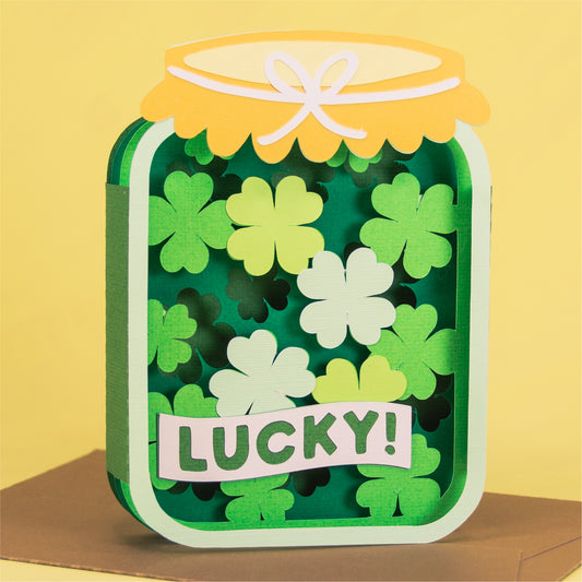 Lucky Shamrock Jar Card - 3D St. Patrick's Day Card SVG
