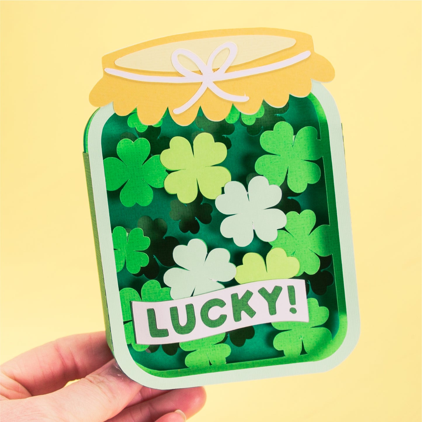 Lucky Shamrock Jar Card - 3D St. Patrick's Day Card SVG