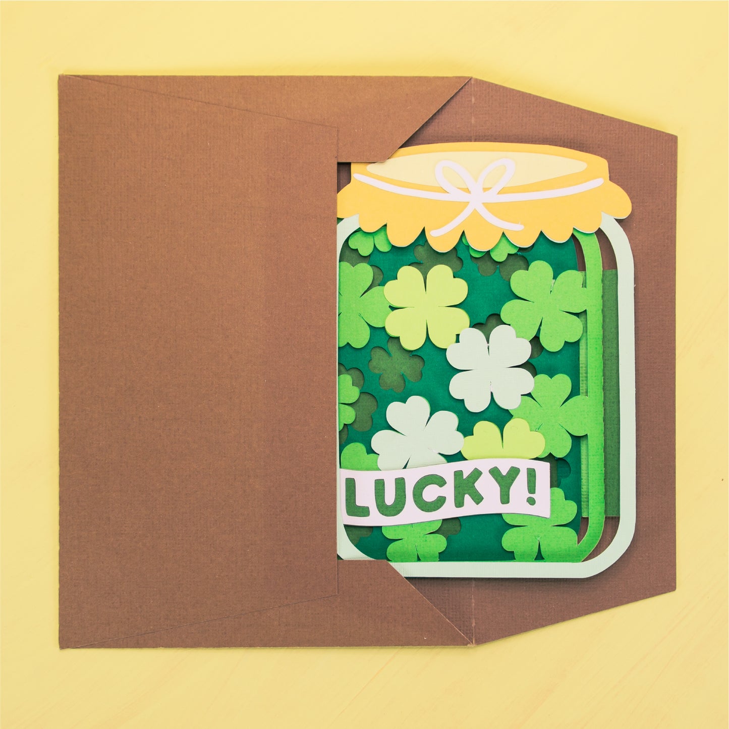 Lucky Shamrock Jar Card - 3D St. Patrick's Day Card SVG