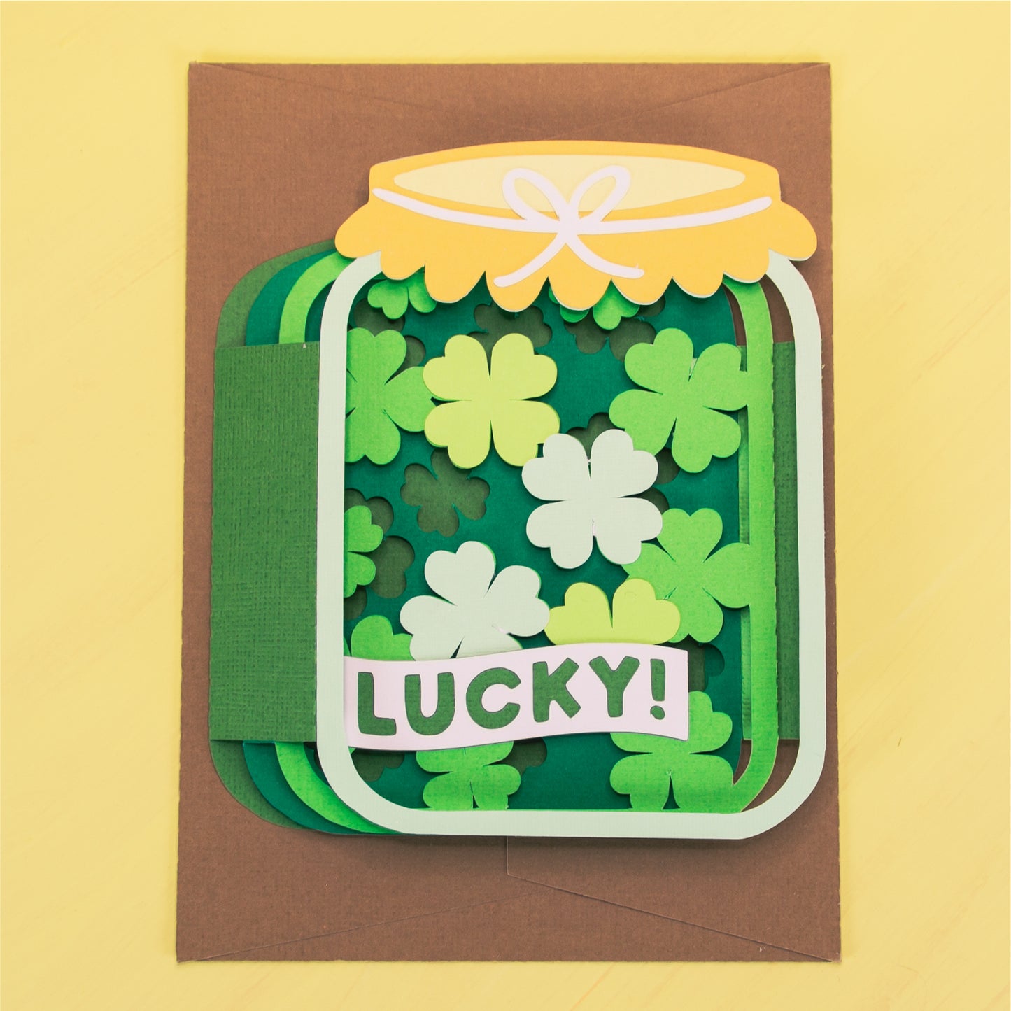Lucky Shamrock Jar Card - 3D St. Patrick's Day Card SVG