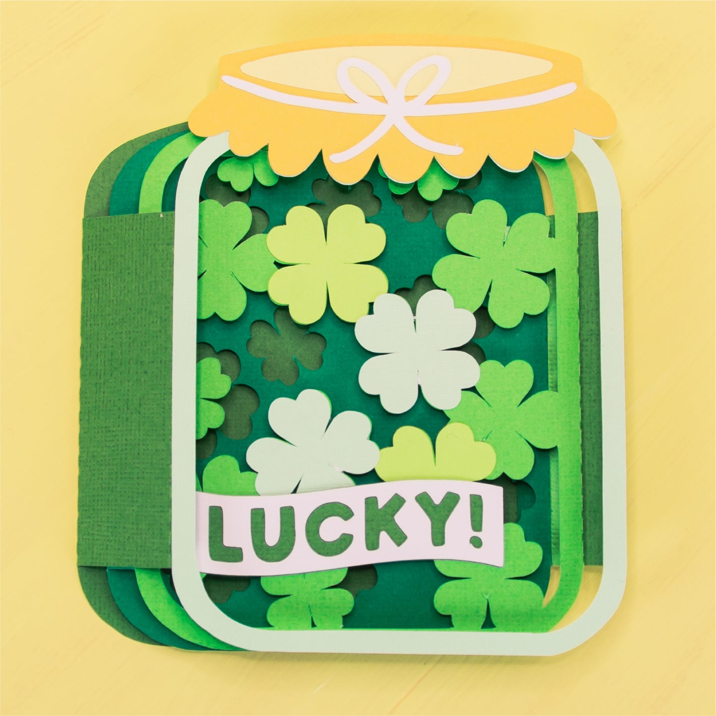 Lucky Shamrock Jar Card - 3D St. Patrick's Day Card SVG