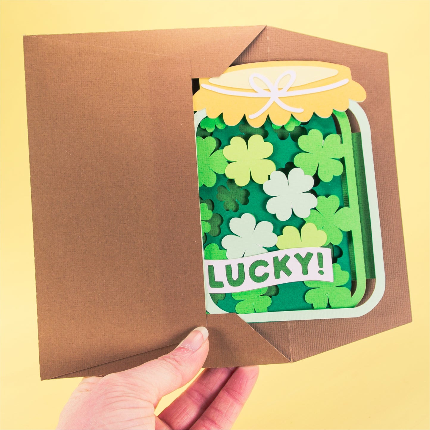 Lucky Shamrock Jar Card - 3D St. Patrick's Day Card SVG