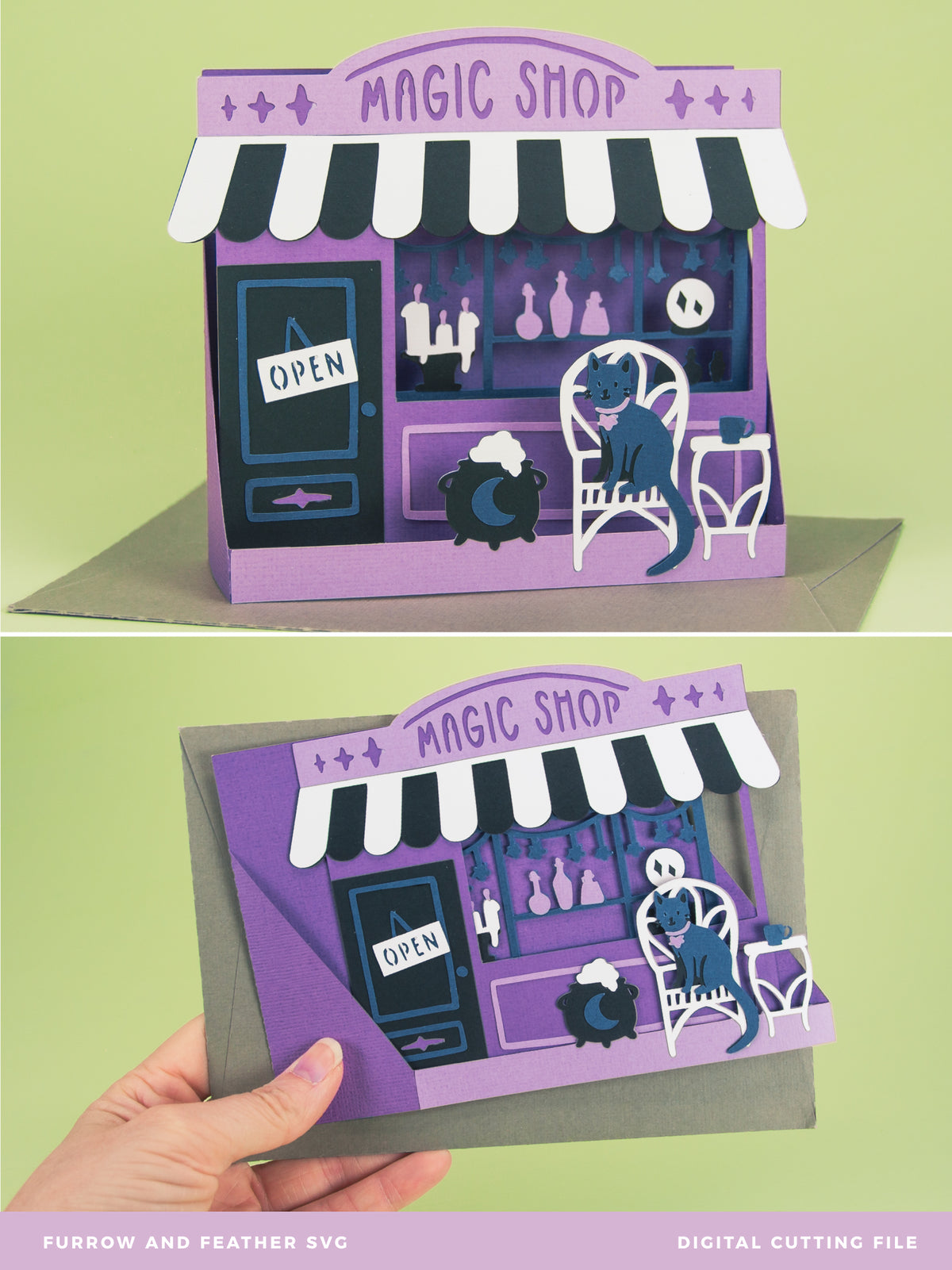 Magic Shop Card SVG - 3D Halloween SVG