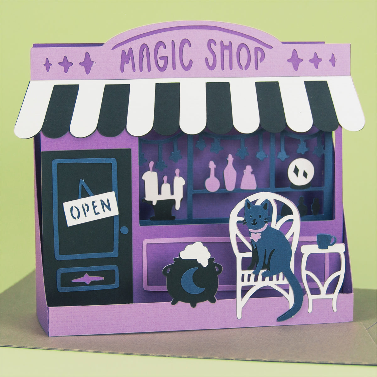 Magic Shop Card SVG - 3D Halloween SVG