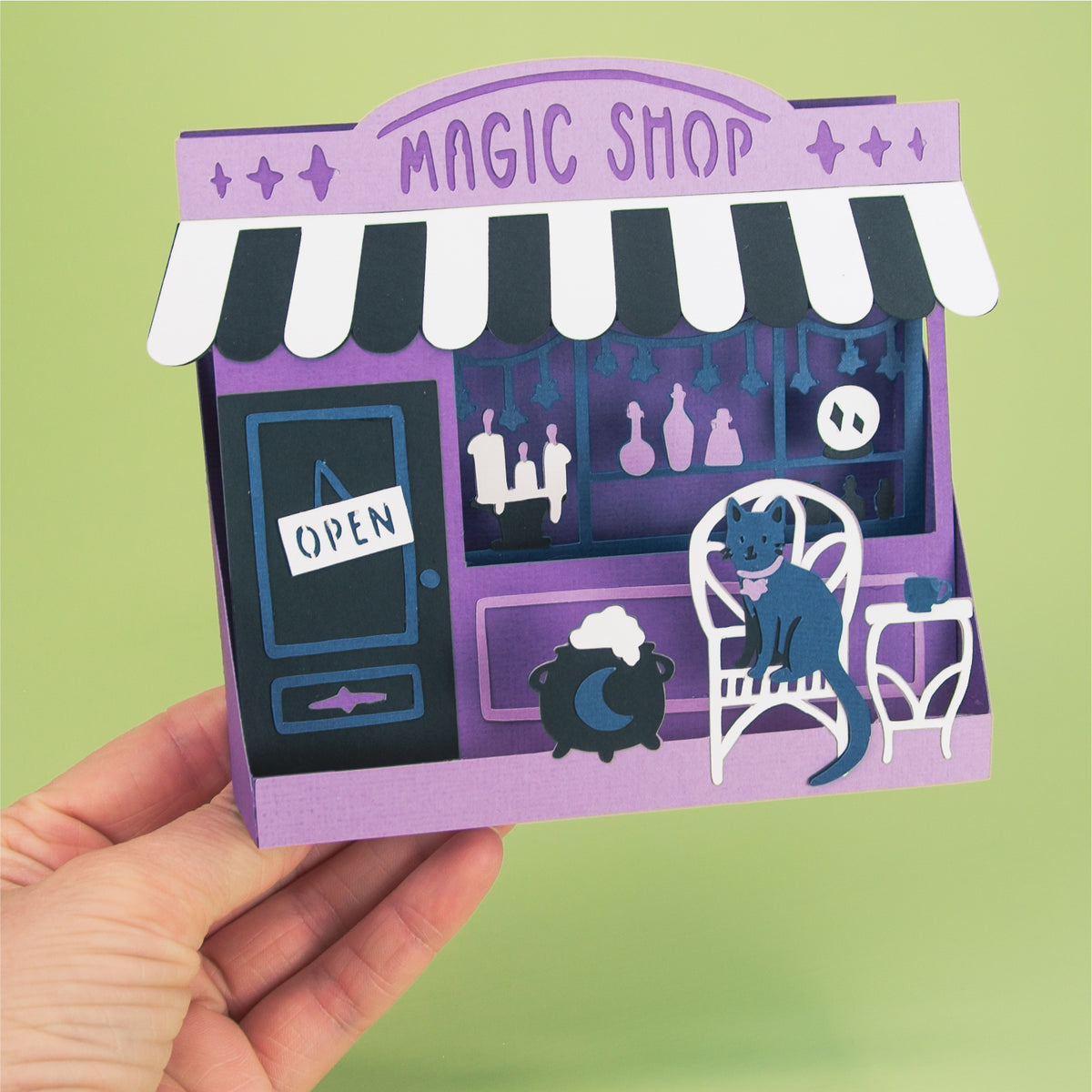 Magic Shop Card SVG - 3D Halloween SVG