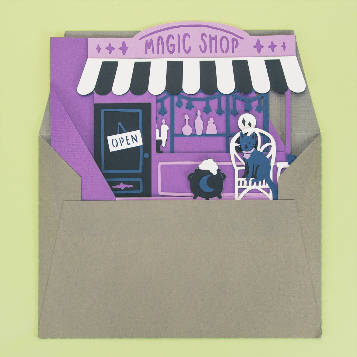 Magic Shop Card SVG - 3D Halloween SVG