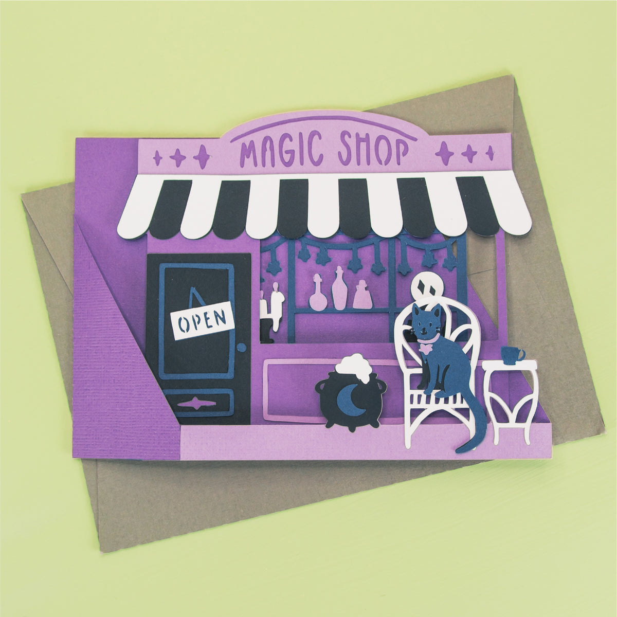Magic Shop Card SVG - 3D Halloween SVG