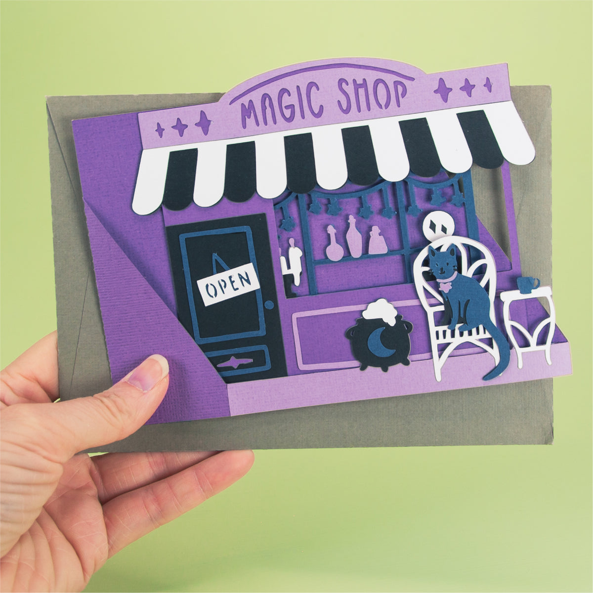 Magic Shop Card SVG - 3D Halloween SVG