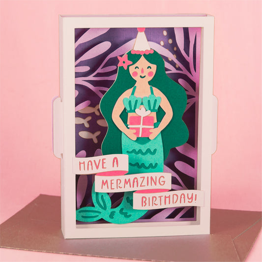 Mermaid Birthday Card - 3D Birthday Card SVG