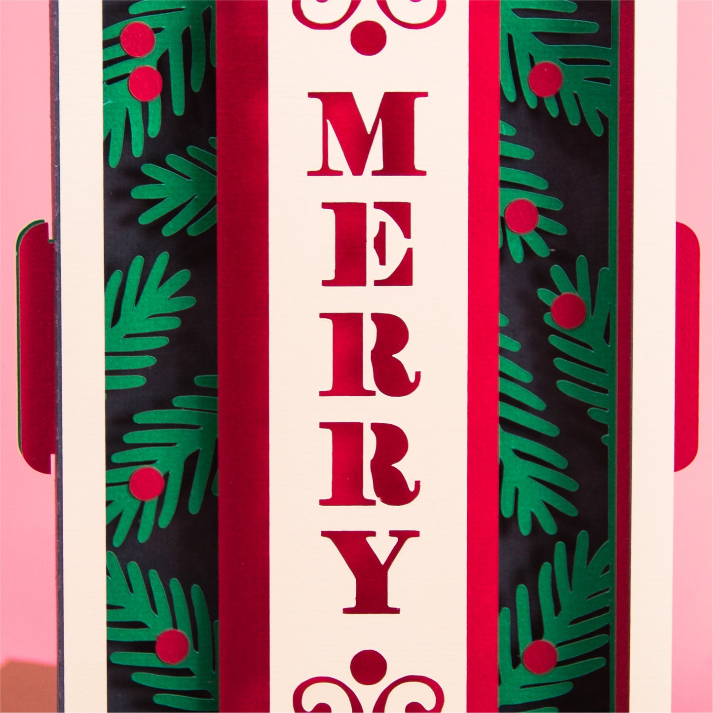 Merry Layered Christmas Card - 3D Christmas Card SVG