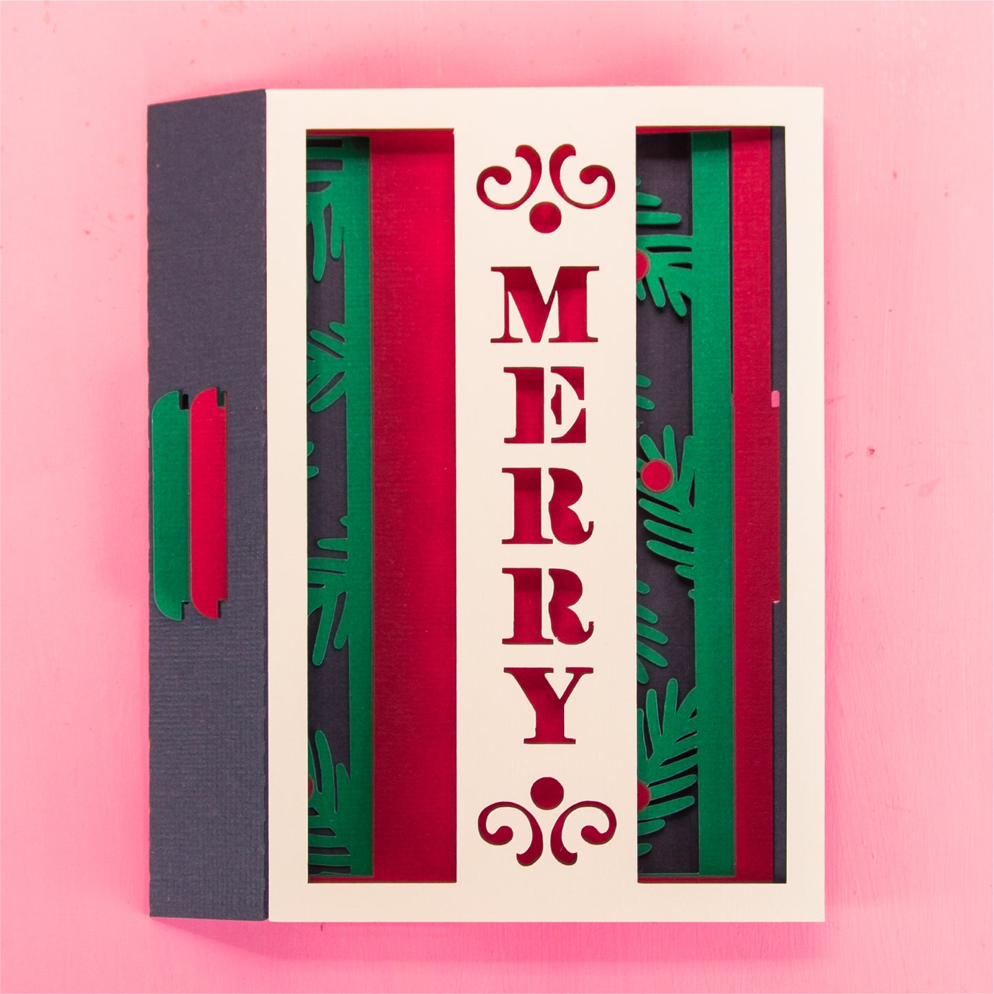 Merry Layered Christmas Card - 3D Christmas Card SVG