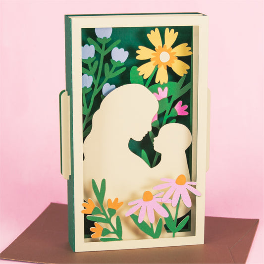 Mom and Baby Card with Flowers - 3D New Baby Card SVG