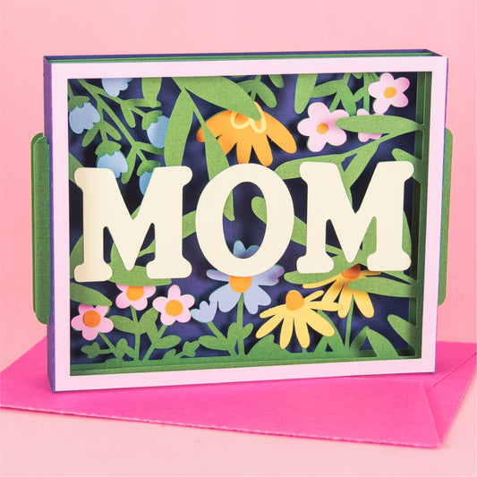 Layered Mom Card with Flowers - 3D Mother's Day Card SVG