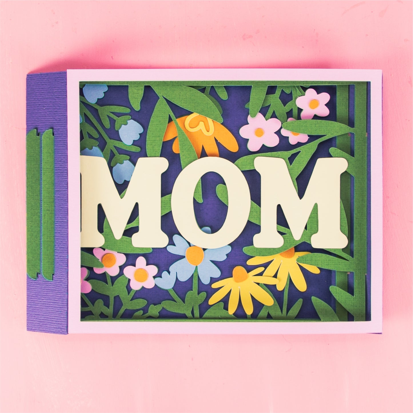 Layered Mom Card with Flowers - 3D Mother's Day Card SVG