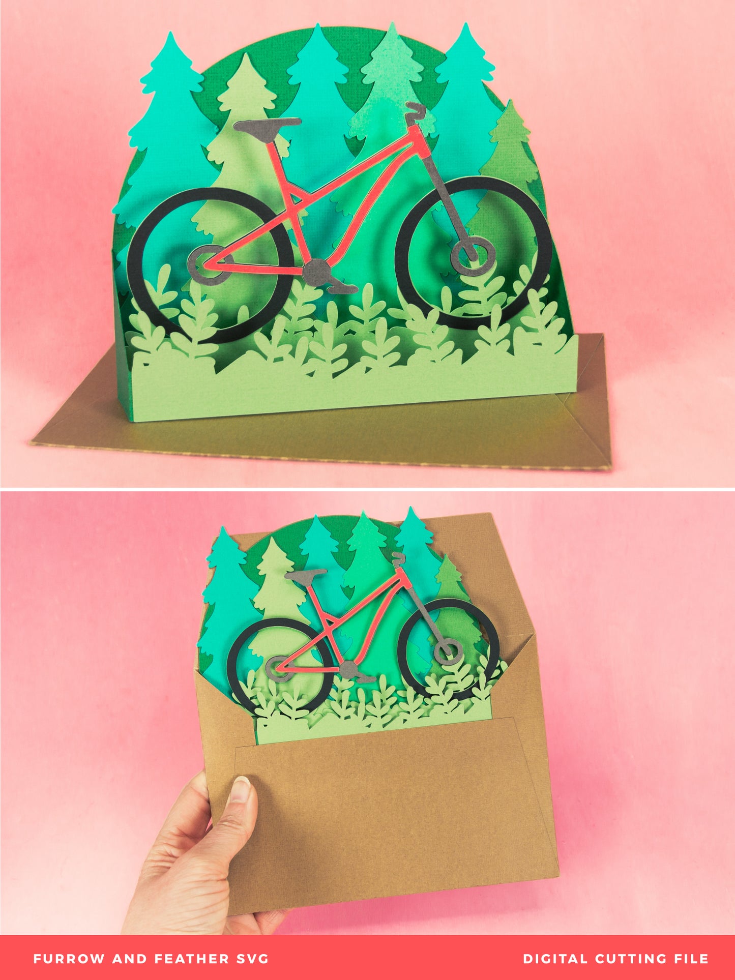Mountain Bike Card - 3D Biking Card SVG
