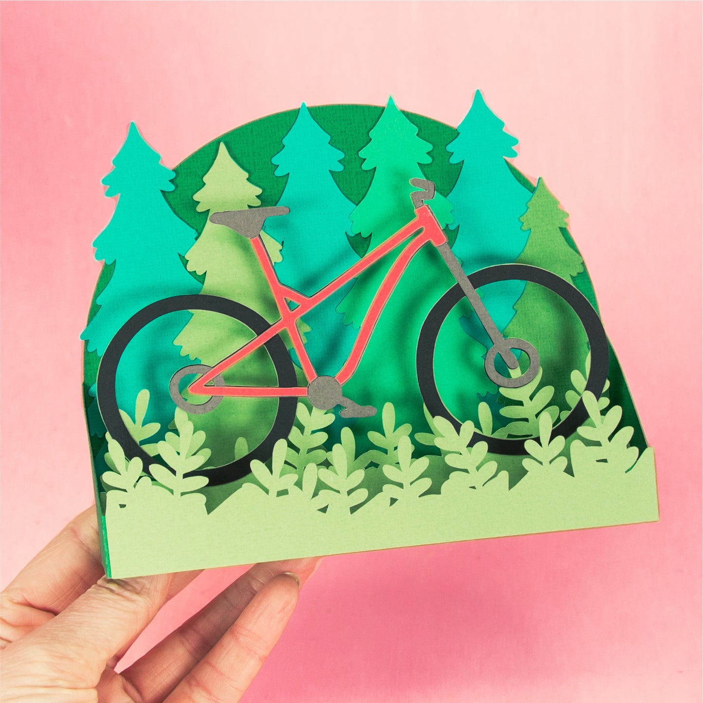Mountain Bike Card - 3D Biking Card SVG