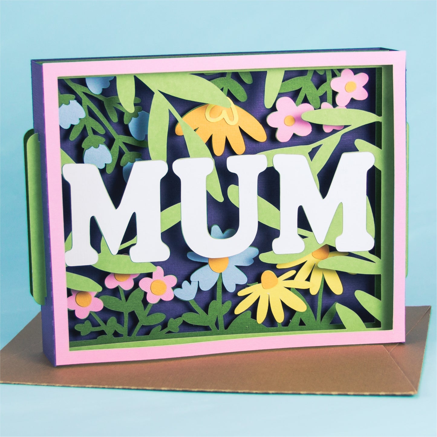 Layered Mum Card with Flowers - 3D Mother's Day Card SVG