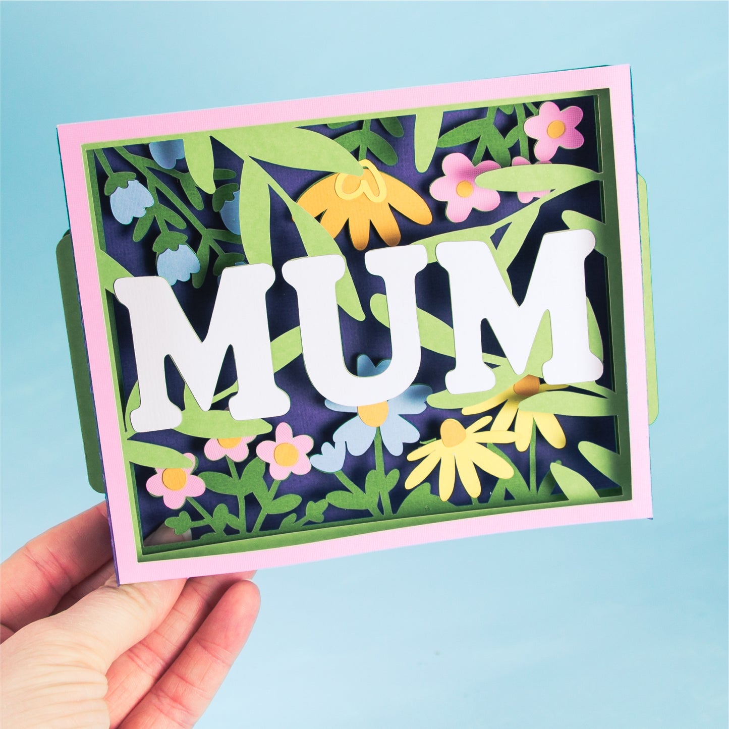 Layered Mum Card with Flowers - 3D Mother's Day Card SVG