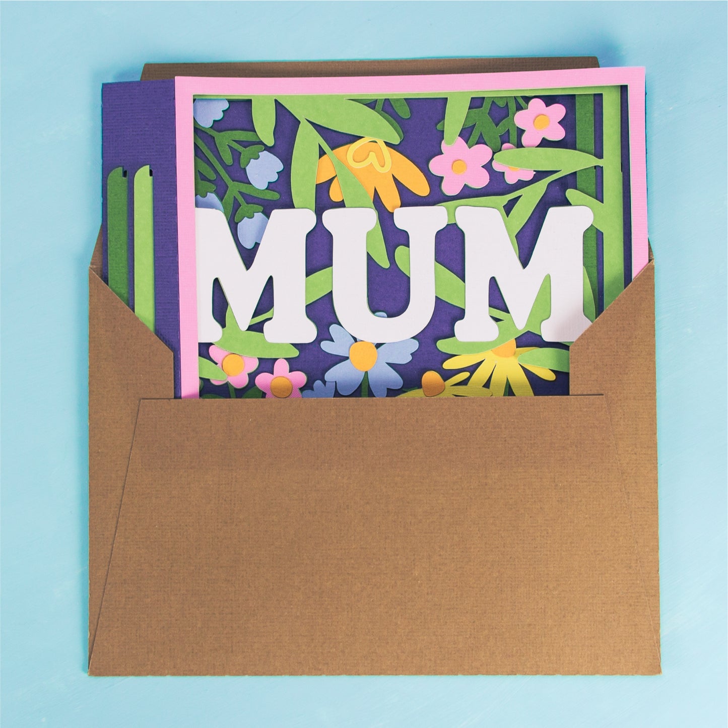 Layered Mum Card with Flowers - 3D Mother's Day Card SVG