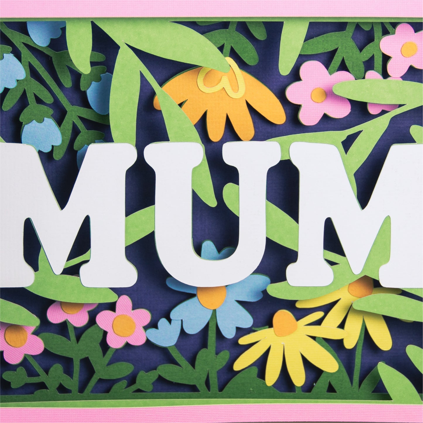 Layered Mum Card with Flowers - 3D Mother's Day Card SVG