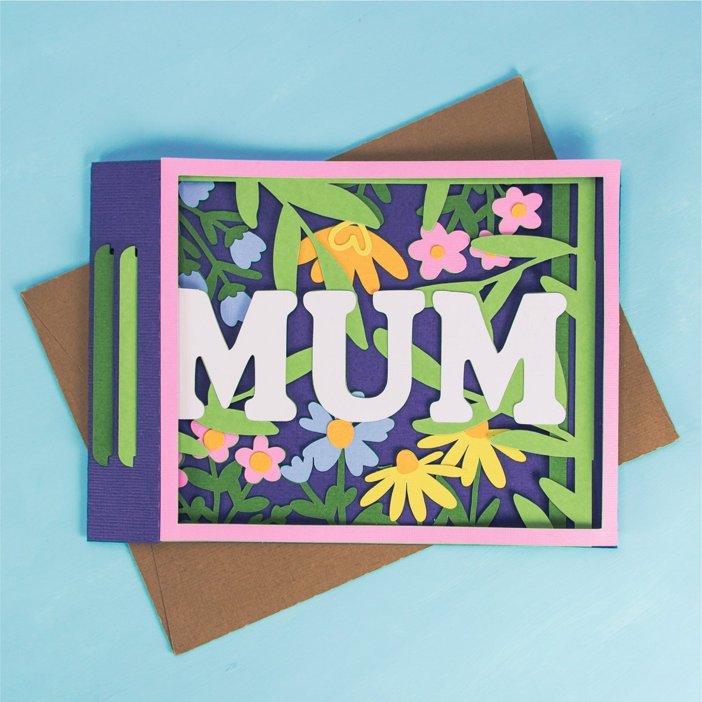 Layered Mum Card with Flowers - 3D Mother's Day Card SVG