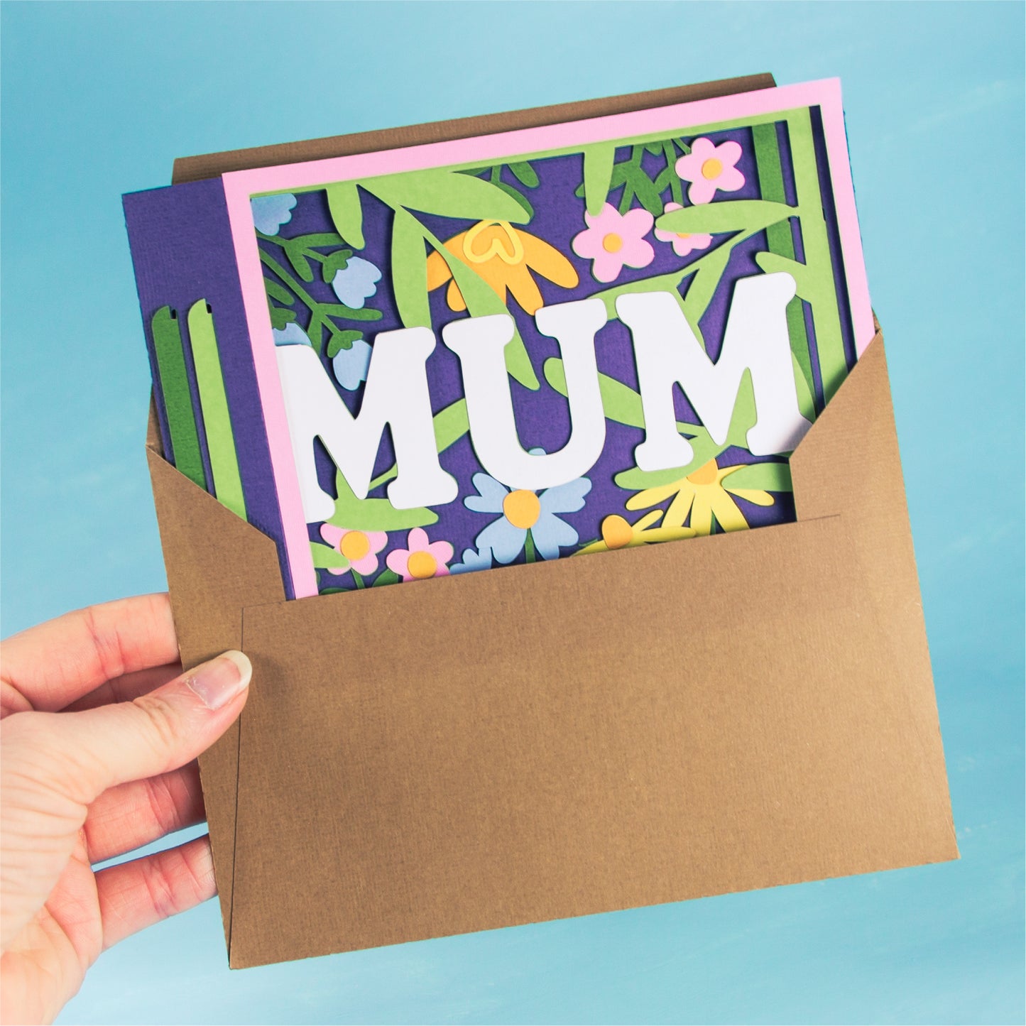 Layered Mum Card with Flowers - 3D Mother's Day Card SVG