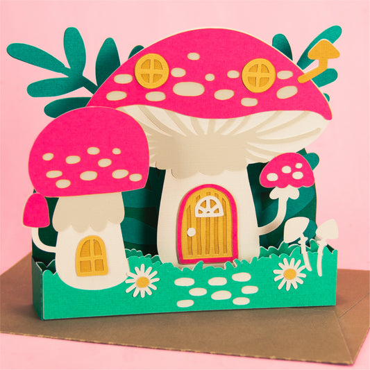 Mushroom House Card - 3D Card SVG