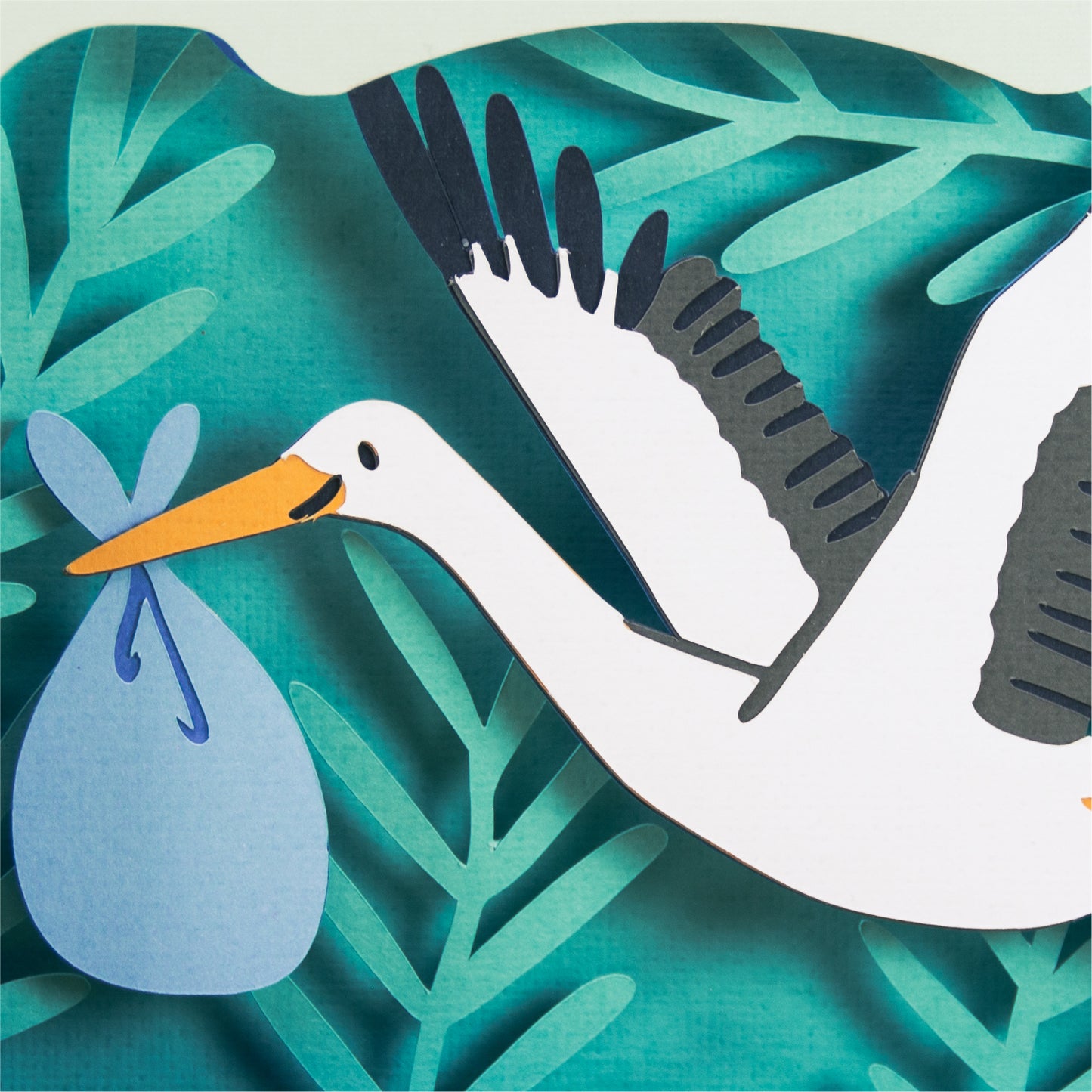 New Baby Stork Card - 3D Newborn Card SVG
